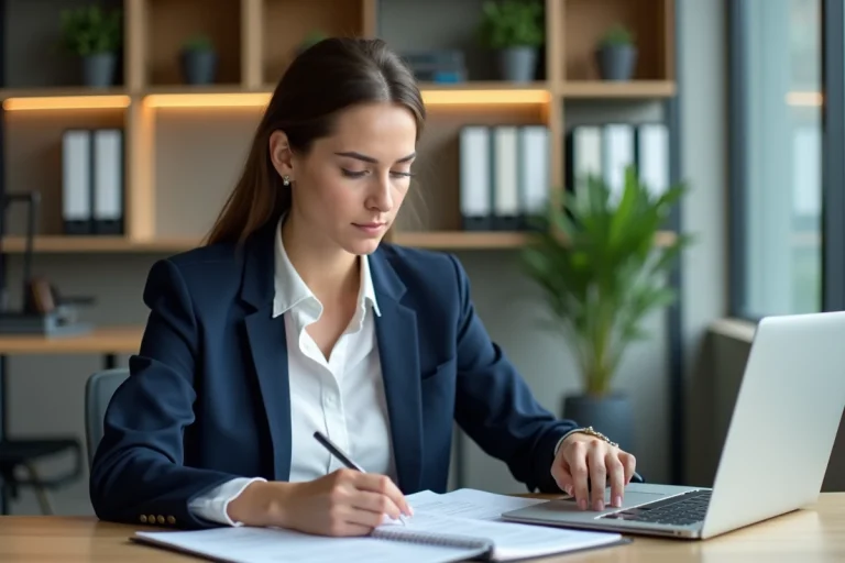 Femme d affaires en réunion dans un bureau moderne