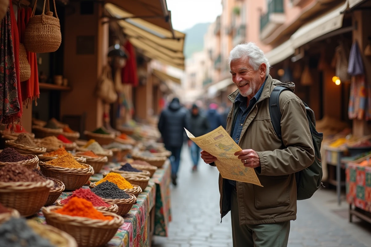 Homme âgé dans un marché d